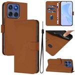 For Motorola Edge 60 Fusion Skin Feel Solid Color Leather Phone Case with Lanyard(Brown)