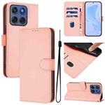 For Motorola Edge 60 Fusion Skin Feel Solid Color Leather Phone Case with Lanyard(Pink)