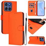 For Motorola Edge 60 Fusion Skin Feel Solid Color Leather Phone Case with Lanyard(Orange)
