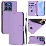For Motorola Edge 60 Fusion Skin Feel Solid Color Leather Phone Case with Lanyard(Lavender Purple)