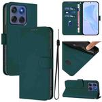 For Motorola Edge 60 Fusion Skin Feel Solid Color Leather Phone Case with Lanyard(Dark Green)