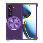 For Samsung Galaxy Z Fold5 CD Texture 360 Degree Rotating Holder MagSafe Phone Case(Purple)
