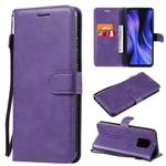 For Xiaomi Redmi 10X 5G / 10X Pro 5G Solid Color Horizontal Flip Protective Leather Case with Holder & Card Slots & Wallet & Photo Frame & Lanyard(Purple)