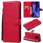 For Xiaomi Redmi 10X 5G / 10X Pro 5G Solid Color Horizontal Flip Protective Leather Case with Holder & Card Slots & Wallet & Photo Frame & Lanyard(Red)