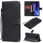 For Xiaomi Redmi 9 Solid Color Horizontal Flip Protective Leather Case with Holder & Card Slots & Wallet & Photo Frame & Lanyard(Black)