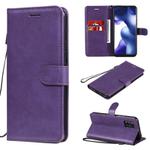 For Xiaomi Mi 10 Lite Solid Color Horizontal Flip Protective Leather Case with Holder & Card Slots & Wallet & Photo Frame & Lanyard(Purple)