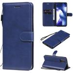 For Xiaomi Mi 10 Lite Solid Color Horizontal Flip Protective Leather Case with Holder & Card Slots & Wallet & Photo Frame & Lanyard(Blue)