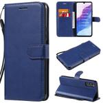 For Huawei Enjoy Z Solid Color Horizontal Flip Protective Leather Case with Holder & Card Slots & Wallet & Photo Frame & Lanyard(Blue)