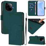 For vivo iQOO Z9 5G / Z9 Turbo 5G Skin Feel Solid Color Leather Phone Case with Lanyard(Dark Green)