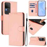 For vivo V30 5G Global / V30 Pro Global Skin Feel Solid Color Leather Phone Case with Lanyard(Pink)