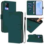 For vivo V20 / V21E 4G / Y73 2021 Skin Feel Solid Color Leather Phone Case with Lanyard(Dark Green)