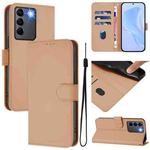 For vivo V27 5G / V27  Pro 5G Global Skin Feel Solid Color Leather Phone Case with Lanyard(Nude)