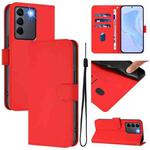 For vivo V27E 4G Global / T2 4G Global Skin Feel Solid Color Leather Phone Case with Lanyard(Red)