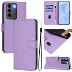 For vivo V27E 4G Global / T2 4G Global Skin Feel Solid Color Leather Phone Case with Lanyard(Lavender Purple)