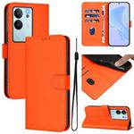 For vivo V29E 5G Global / Y200 5G Global Skin Feel Solid Color Leather Phone Case with Lanyard(Orange)