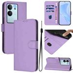 For vivo V29E 5G Global / Y200 5G Global Skin Feel Solid Color Leather Phone Case with Lanyard(Lavender Purple)