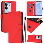 For vivo V30 Lite 5G Global Skin Feel Solid Color Leather Phone Case with Lanyard(Red)