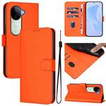 For vivo V40E 5G India / iQOO Z9s 5G Skin Feel Solid Color Leather Phone Case with Lanyard(Orange)