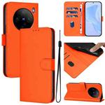 For vivo X100S 5G Skin Feel Solid Color Leather Phone Case with Lanyard(Orange)