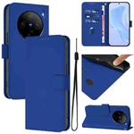 For vivo X100S 5G Skin Feel Solid Color Leather Phone Case with Lanyard(Dark Blue)