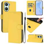 For vivo Y03 4G Global / Y18 4G Skin Feel Solid Color Leather Phone Case with Lanyard(Lemon Yellow)