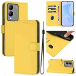 For vivo Y17S 4G Global Skin Feel Solid Color Leather Phone Case with Lanyard(Lemon Yellow)