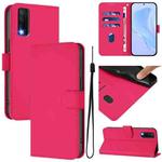 For vivo Y20 / Y20i / Y20S / Y11S Skin Feel Solid Color Leather Phone Case with Lanyard(Rose Red)