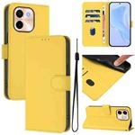 For vivo Y28 4G Skin Feel Solid Color Leather Phone Case with Lanyard(Lemon Yellow)