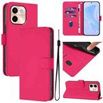 For vivo Y28 4G Skin Feel Solid Color Leather Phone Case with Lanyard(Rose Red)