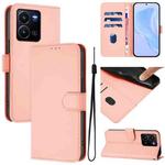 For vivo Y35 4G Global / Y22S 4G Global Skin Feel Solid Color Leather Phone Case with Lanyard(Pink)