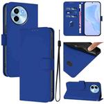 For vivo Y38 5G / Y200i Global Skin Feel Solid Color Leather Phone Case with Lanyard(Dark Blue)