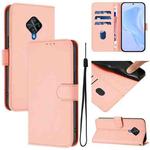 For vivo Y53S 4G / Y51A 2021 Skin Feel Solid Color Leather Phone Case with Lanyard(Pink)