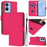 For vivo Y56 5G Global / Y16 4G Global Skin Feel Solid Color Leather Phone Case with Lanyard(Rose Red)