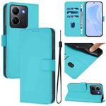 For vivo Y36 5G Global / Y36 4G Global Skin Feel Solid Color Leather Phone Case with Lanyard(Lake Blue)