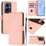 For vivo Y78 5G Global / V29 Lite Skin Feel Solid Color Leather Phone Case with Lanyard(Pink)