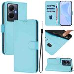 For vivo Y78 5G Global / V29 Lite Skin Feel Solid Color Leather Phone Case with Lanyard(Sky Blue)