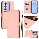 For vivo Y100 5G IDN / V40 SE 5G Skin Feel Solid Color Leather Phone Case with Lanyard(Pink)