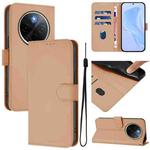 For vivo Y300 Pro Skin Feel Solid Color Leather Phone Case with Lanyard(Nude)