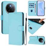 For vivo Y300 Pro Skin Feel Solid Color Leather Phone Case with Lanyard(Sky Blue)