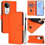 For vivo S20 Skin Feel Solid Color Leather Phone Case with Lanyard(Orange)