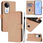 For vivo S20 Skin Feel Solid Color Leather Phone Case with Lanyard(Nude)