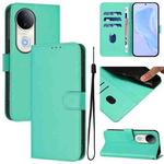 For vivo S20 Skin Feel Solid Color Leather Phone Case with Lanyard(Green)