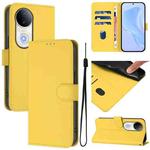 For vivo S20 Skin Feel Solid Color Leather Phone Case with Lanyard(Lemon Yellow)