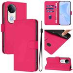 For vivo S20 Skin Feel Solid Color Leather Phone Case with Lanyard(Rose Red)