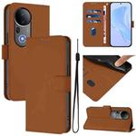 For vivo S20 Pro Skin Feel Solid Color Leather Phone Case with Lanyard(Brown)