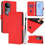 For vivo S20 Pro Skin Feel Solid Color Leather Phone Case with Lanyard(Red)