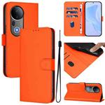 For vivo S20 Pro Skin Feel Solid Color Leather Phone Case with Lanyard(Orange)
