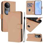 For vivo S20 Pro Skin Feel Solid Color Leather Phone Case with Lanyard(Nude)