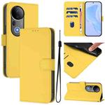 For vivo S20 Pro Skin Feel Solid Color Leather Phone Case with Lanyard(Lemon Yellow)