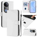 For vivo S20 Pro Skin Feel Solid Color Leather Phone Case with Lanyard(White)